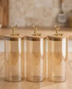 3-Piece Large Glass Spice Set with Deer Lid - Image 4