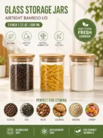 3-Piece Round Glass Jar Set - Image 5