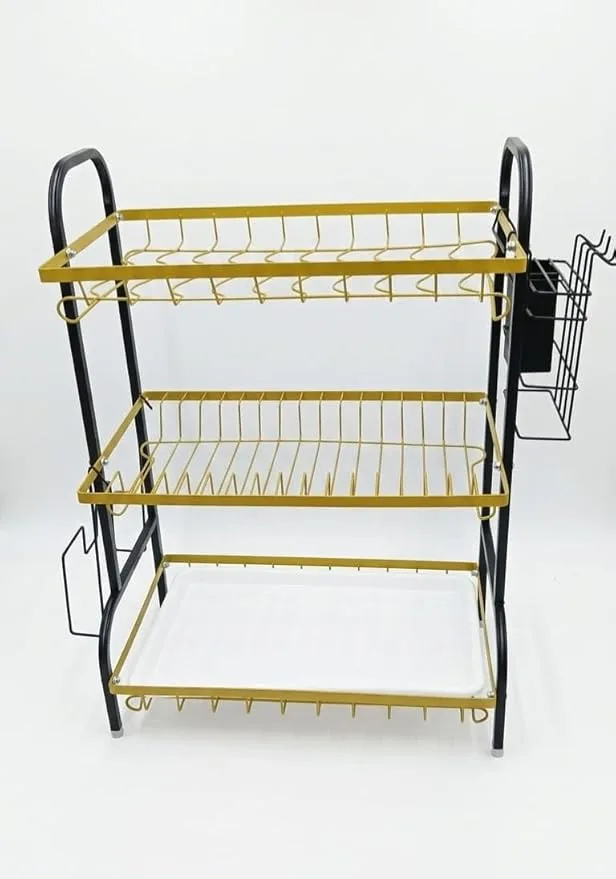 3-Tier Gold Stainless Steel Dish Rack - Image 1