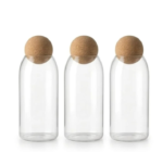 3-Piece Glass Spice Jar Set with Round Ball Lid (Large)