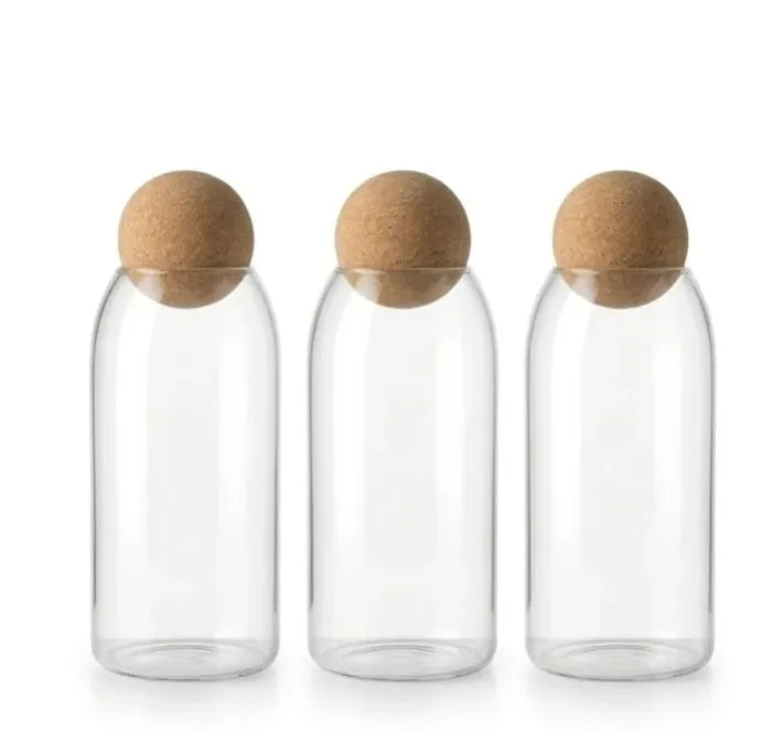 image (65) 3-Piece Glass Spice Jar Set with Round Ball Lid (Large) - Image 1