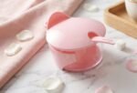 Glass sugar bowl with spoon - Image 2