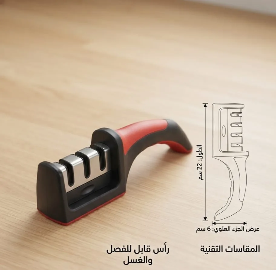 ⁦طقم سكاكين المطبخ المتكامل مع لوح تقطيع خشبي ومسن⁩ - الصورة ⁦10⁩