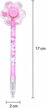 Flower Fan Top Blue Gel Pens Set (Assorted Colors) - 6 Pieces Pack - Image 2