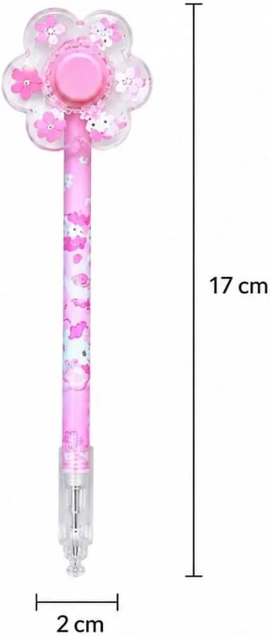 Flower Fan Top Blue Gel Pens Set (Assorted Colors) - 6 Pieces Pack - Image 2
