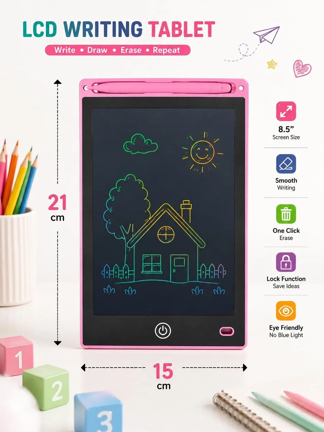 Kids 8.5 Inch Smart LCD Writing and Drawing Tablet - Image 4