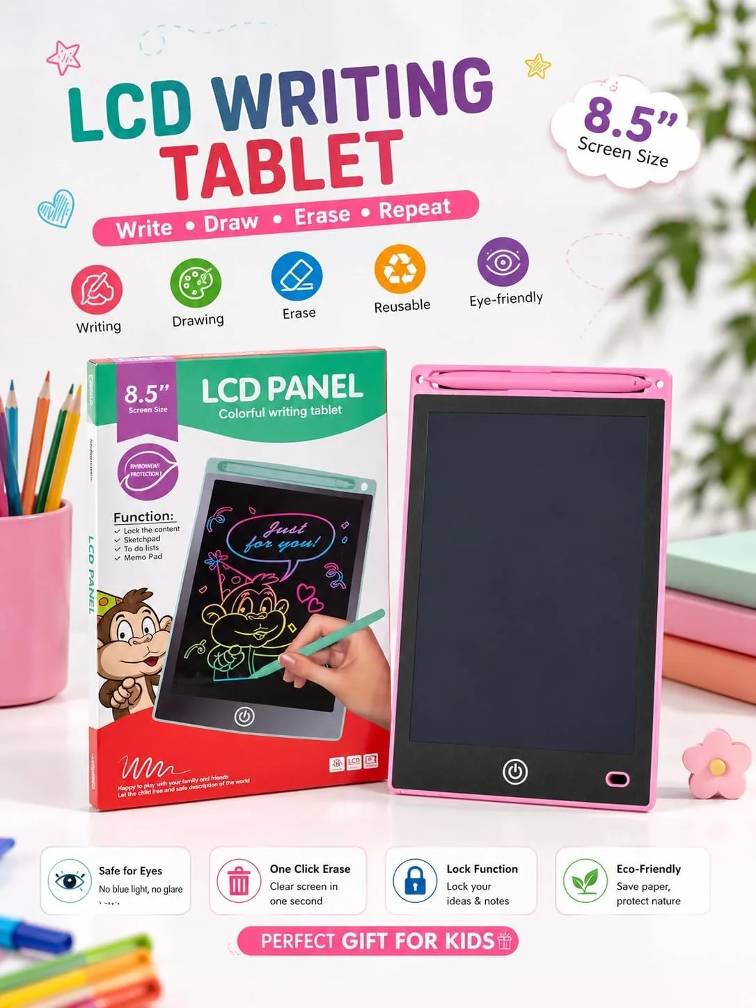 Kids 8.5 Inch Smart LCD Writing and Drawing Tablet - Image 3