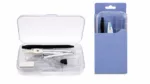 8-Piece Student Geometry Set in a Transparent Case – Ruler, Protractor, Set Squares, Compass, Pencil, and Eraser.