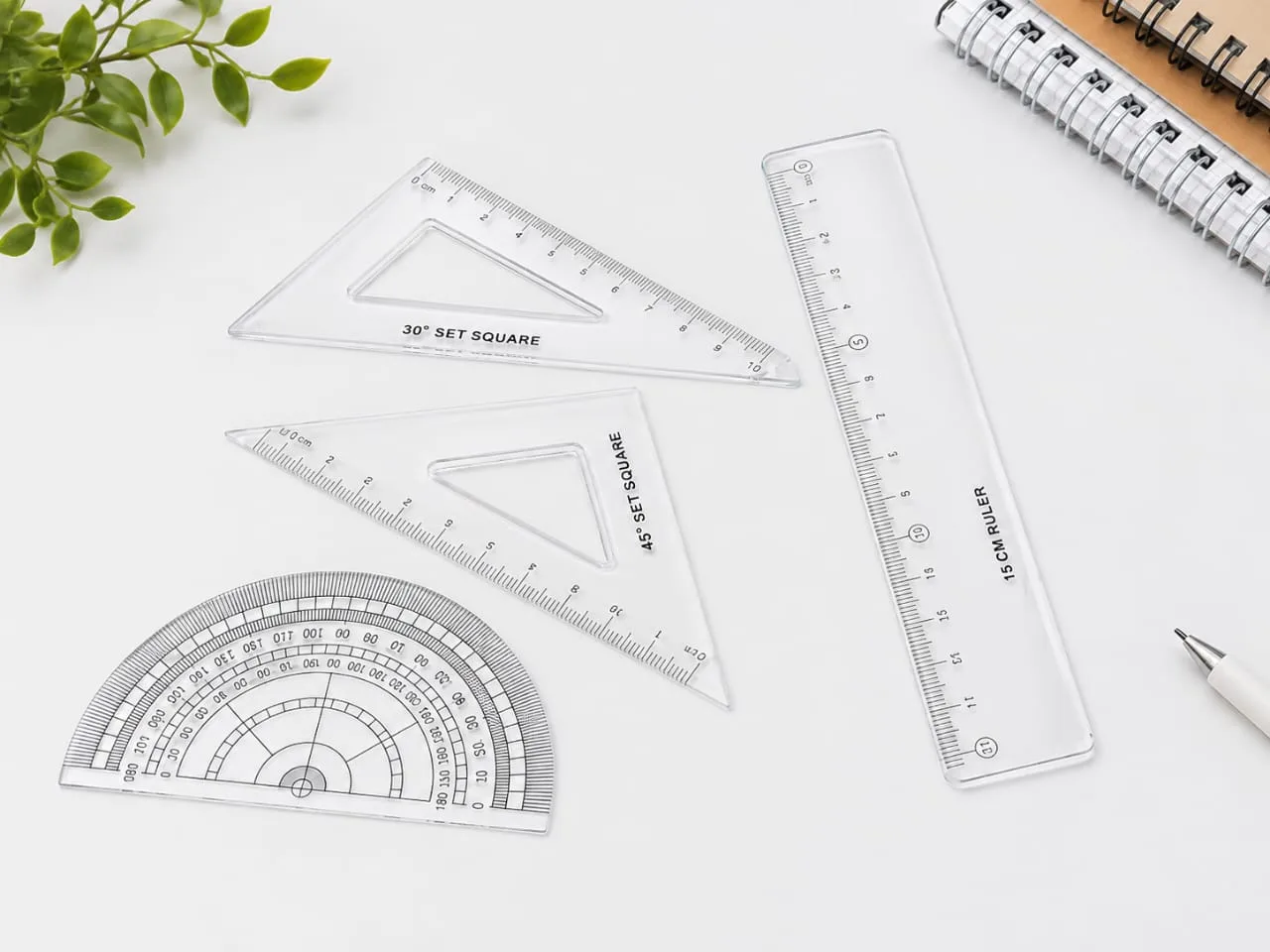 7-Piece Geometry Tool Set for Students – Compass, Ruler, Protractor, Squares, and Accessories for Drawing and Measuring - Image 4