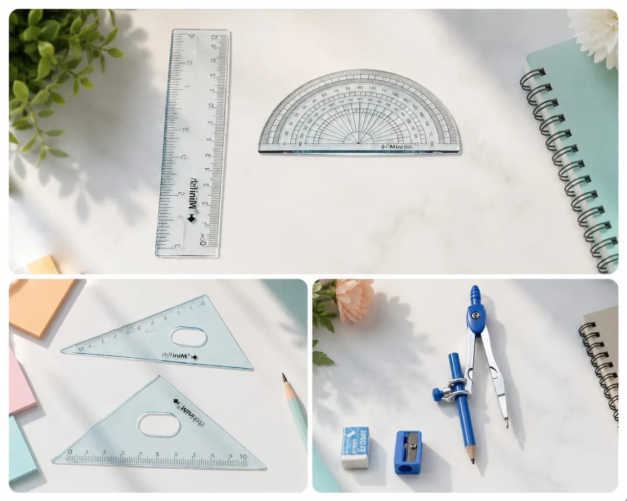 7-Piece School Geometry Set in a Storage Case – Drawing and Measuring Tools for School Use - Image 2