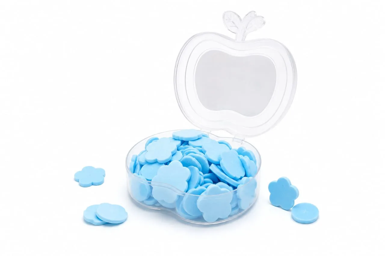 Kids Colorful Multi Shape Paper Soap in Apple Shaped Container - Image 4