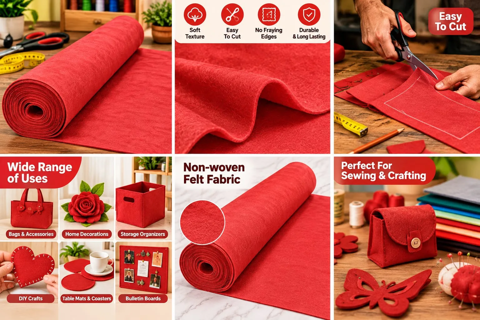 • Premium Felt Fabric Roll for Crafts - 3 Meter Piece (9 Colors Available) - Image 12
