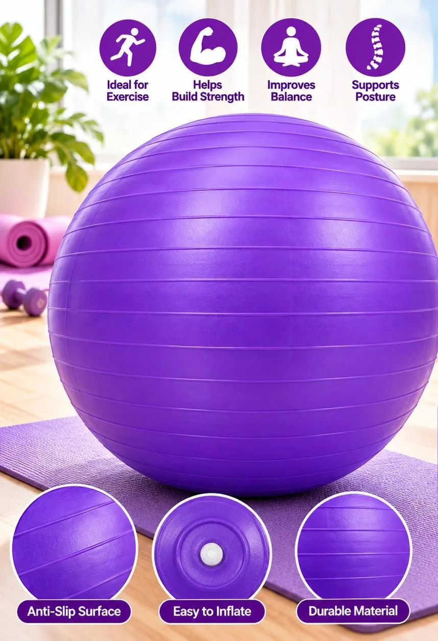 •  Professional Gym & Yoga Exercise Ball 80cm - Available in 5 Vibrant Colors - Image 11