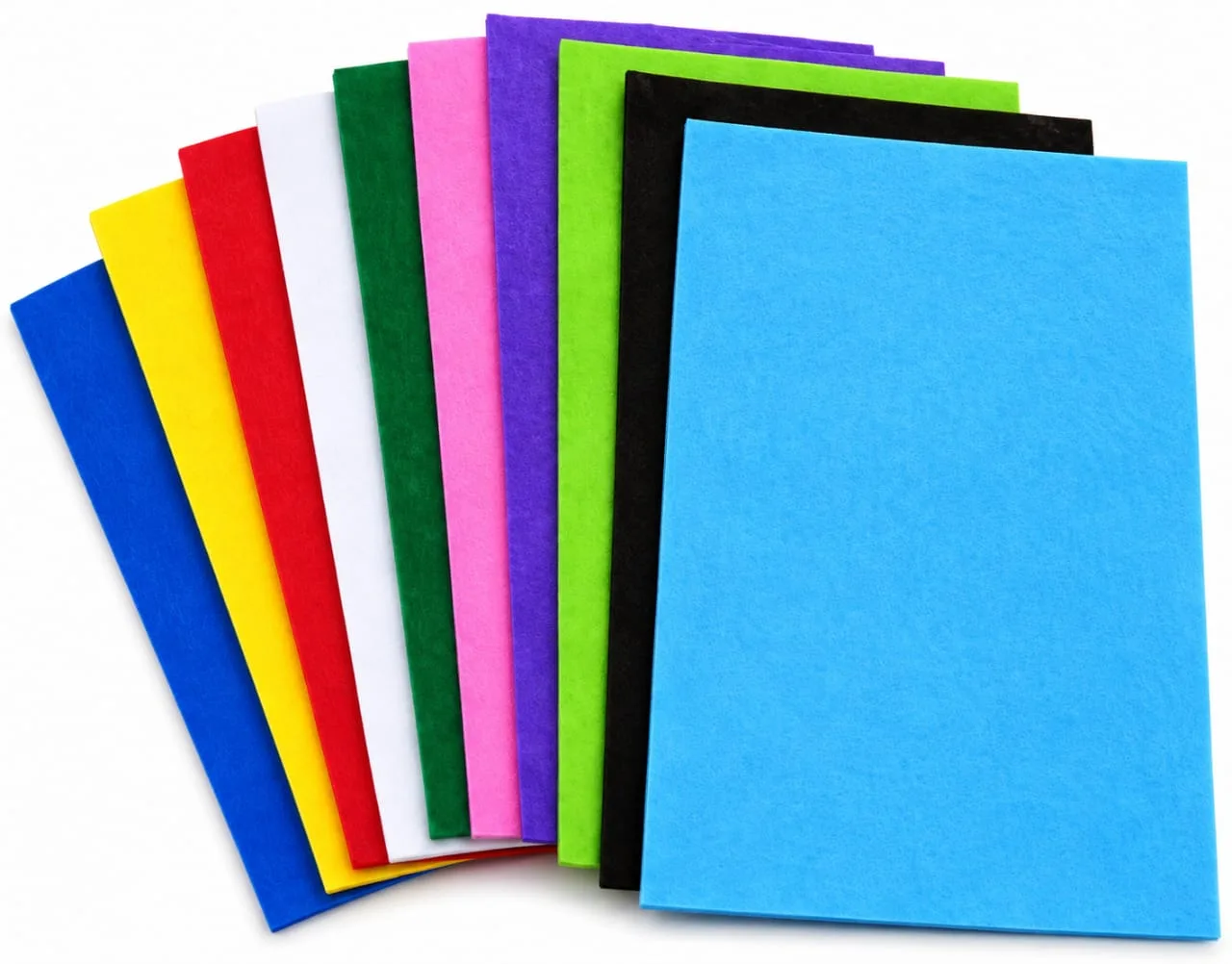 Colorful felt fabric set for crafts - 10 pieces in different colors - Image 1